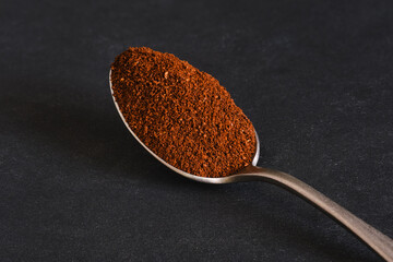 Spoon with ground coffee