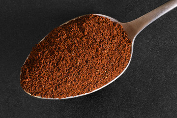 Spoon with ground coffee