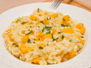 Pumpkin risotto with sage