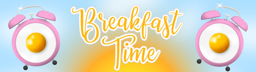 Breakfast time egg clock banner