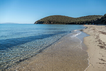 The beautiful beach with blue water of Cala Violina in Tuscany