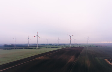 Wind power installation in cloudy day