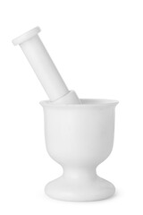 White mortar and pestle isolated on white