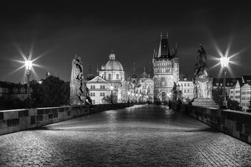 Fototapeta premium Prague old town and Charles bridge at sunrise, Czech Republic 