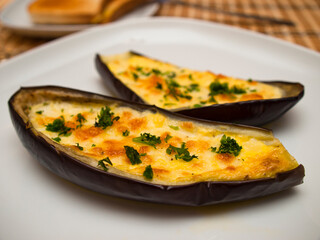 Baked eggplant stuffed with cheese