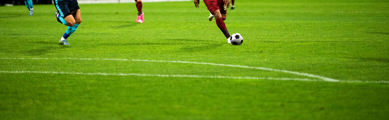 banner of soccer game players fighting for football