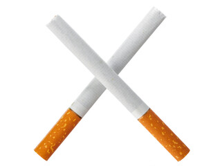 Two crossed cigarettes isolated on white background