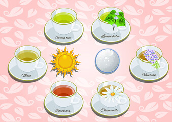 Vector Set of Morning and Evening Tea