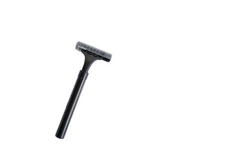 Disposable black razor isolated on white background
