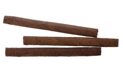Hand rolled cigars isolated on white background