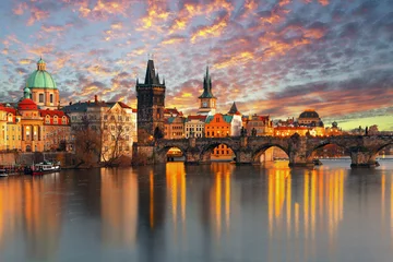 Acrylic prints Charles Bridge Prague  city - amazing view on old town, Charles bridge and Vltava river, Czech Republic  