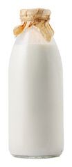 Glass milk bottle isolated on white background