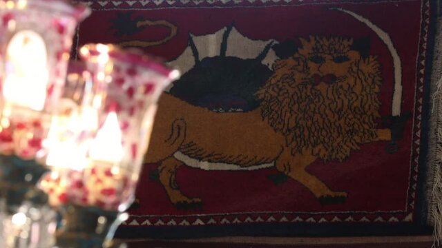 Handmade Persian rug, Shir-o khorshid