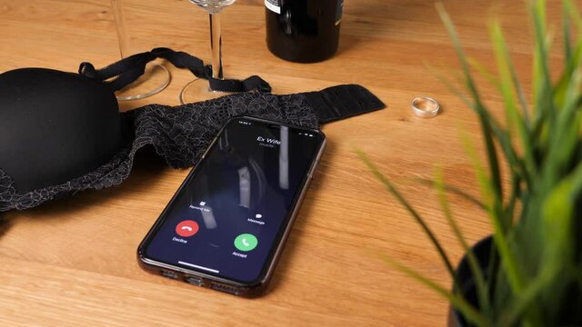 Human Relationships Concept - Jealous Ex-Wife Calling Cell Phone