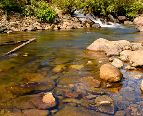 Fototapeta na wymiar River Palpala near lulung, Similipal National Park,Orissa. Long Exposure is used.