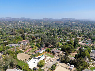 Fototapeta na wymiar Aerial view of suburb area with residential villa in San Diego, South California, USA. 