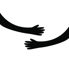 Hugging hands. Arm embrace, belief togetherness unique relationship hugged hands vector isolated concept