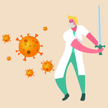 disease control, doctor of health care, virus attack, vector concept