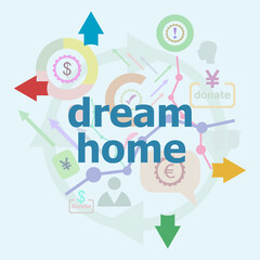 Text dream home. social concept. Abstract infographics options template. Can be used for workflow layout, diagram.