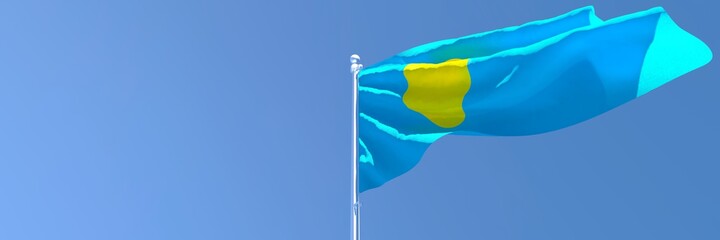 3D rendering of the national flag of Palau waving in the wind