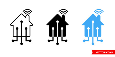 Smart house icon of 3 types color, black and white, outline. Isolated vector sign symbol.