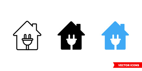 Smart house icon of 3 types color, black and white, outline. Isolated vector sign symbol.