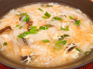 Chinese chicken soup with mushrooms