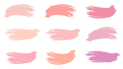 A set of brush strokes for make-up. Collection of lines for make-up. Cosmetic textures for lipstick and make-up.