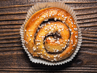 close up of a cinnamon roll