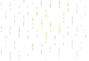 Light Blue, Yellow vector texture with musical notes.