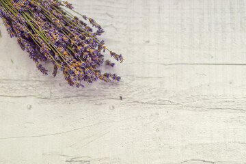bunch of lavender on a wooden background