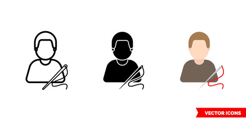 Tailor clothier icon of 3 types color, black and white, outline. Isolated vector sign symbol.