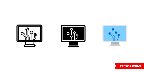 Technology icon of 3 types color, black and white, outline. Isolated vector sign symbol.