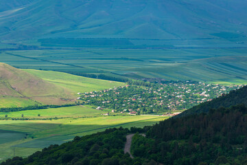 Fototapeta na wymiar Rural landscape with village, Armenia