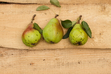 Group of pears on boards