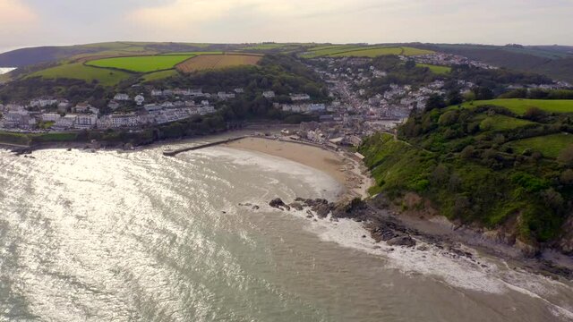 The Coastal Town of Looe in Cornwall UK Seen From The Air in the Summer