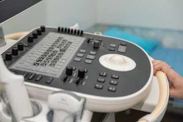 Closeup of ultrasound machine in clinic