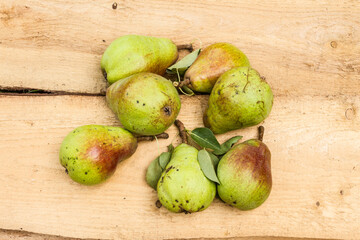 Group of pears on boards