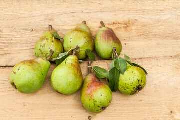 Group of pears on boards