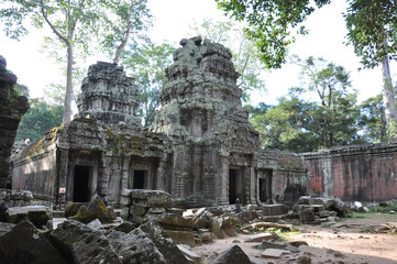 Incredible stone ruins of ancient Khmer temples at the Angkor Wat complex in Siem Reap, Cambodia