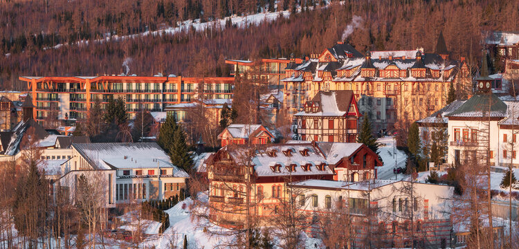 Famous town Stary Smokovec in High Tatras National park, Slovakia