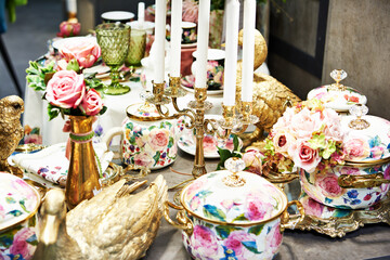Porcelain dishes in store