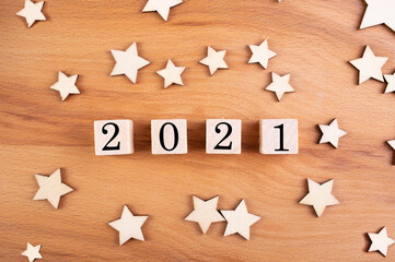 2021 on wooden background