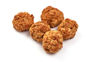 Homemade oat cookies, isolated on white background