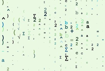 Light Blue, Yellow vector backdrop with algebra elements.