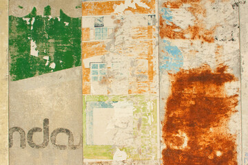 Background of old color posters, abstraction and texture.