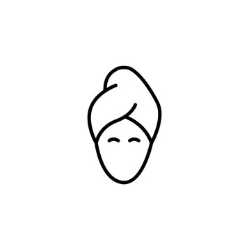 Spa, Girl In Turban Simple Thin Line Icon Vector Illustration