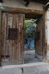 old door with grab rail