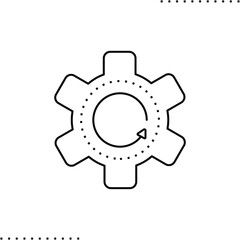 gear and circular arrow, refresh button vector icon in outlines