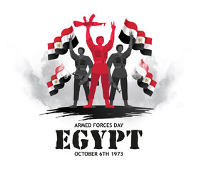 vector illustration. Egypt holiday. Memorial Day Egypt. 6 October 1973 Armed forces day. translation from arabic: Armed forces day EgyptDay 